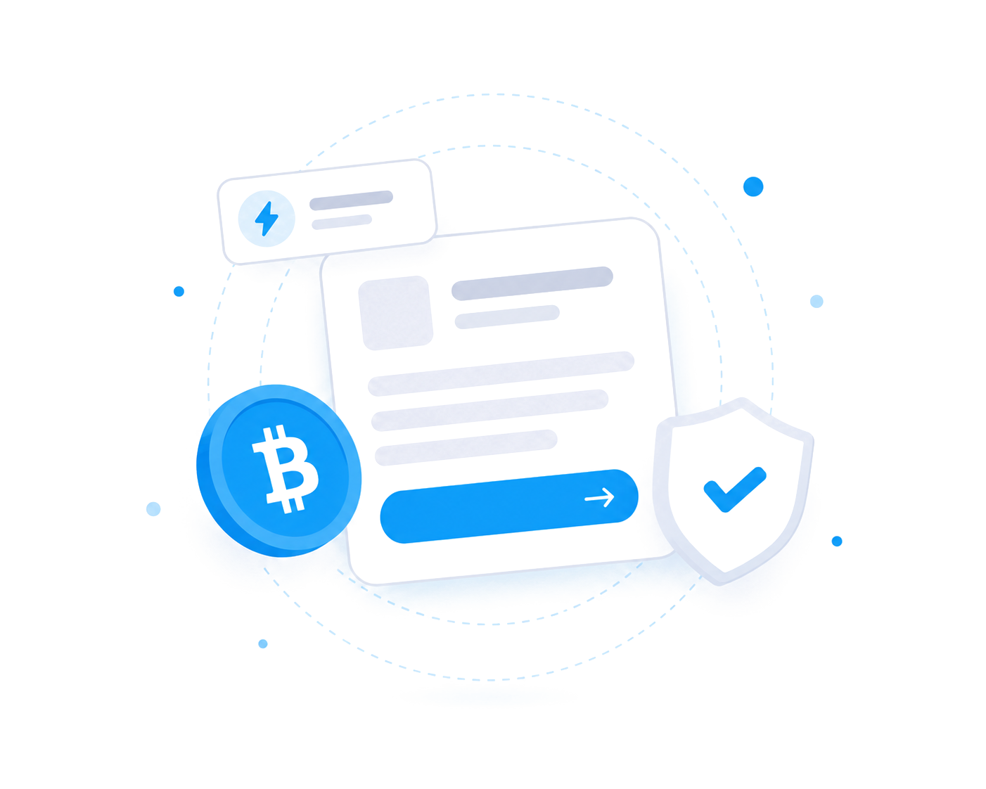 Витрина цифровых товаров: документ, биткоин и щит